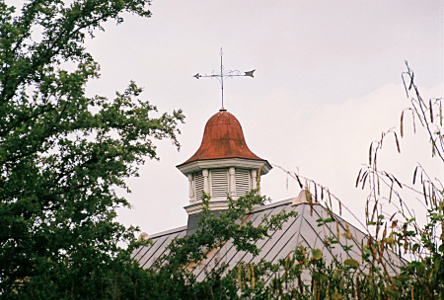 [Weather vane pointing to the left atop a cupola.]